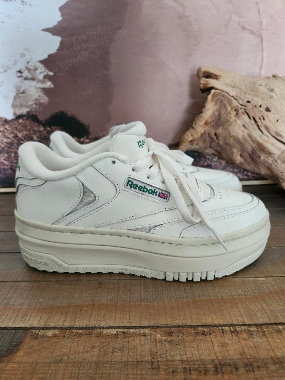REEBOK NWOT Club C Extra Chalk Glen Green Extra Platform Retro Sneakers 6